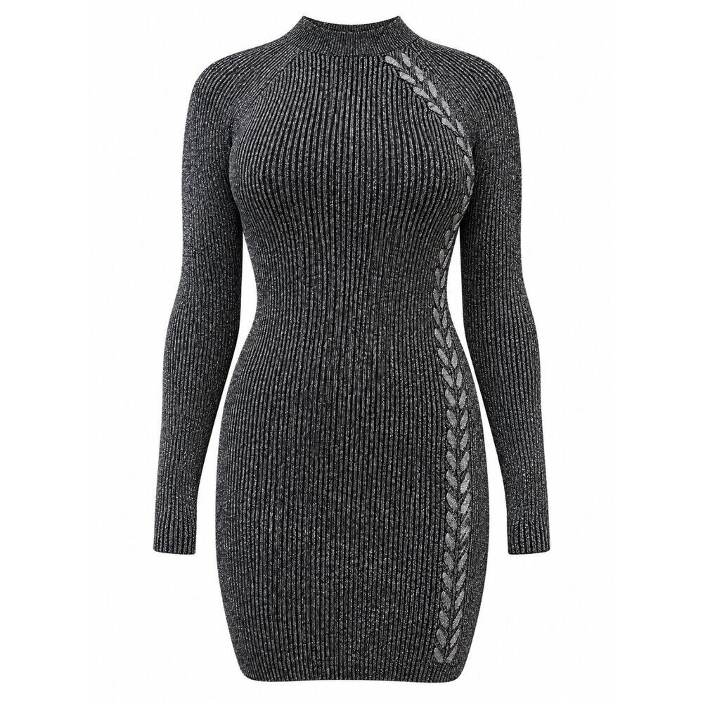 Charcoal Cable Knit Mini Dress
